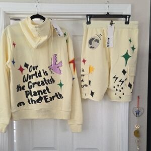 FIRST ROW streetwear hoodie and cargo short Set